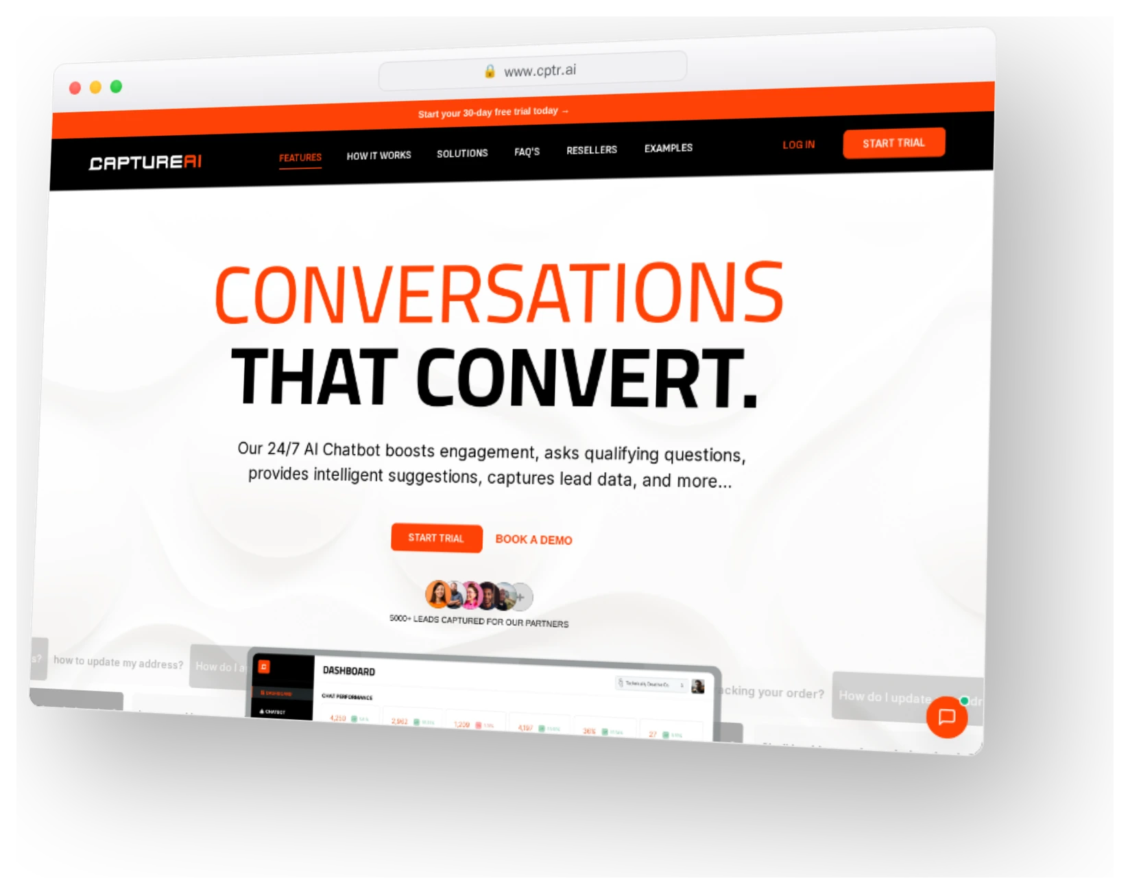 Capture AI’s website in a browser, designed and built by High Jump Digital